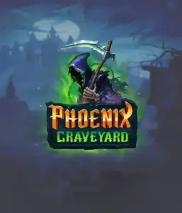 An immersive view of ELK Studios' Phoenix Graveyard slot, with its hauntingly beautiful graveyard and phoenix symbols. This image captures the slot's unique expanding reel feature, alongside its stunning symbols and dark theme. The artwork conveys the game's theme of rebirth and immortality, making it enticing for those interested in mythology.