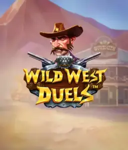  Dive into the daring world of "Wild West Duels" by Pragmatic Play, featuring a tough gunslinger ready for a showdown. The image shows a resolute cowboy with crossed pistols, framed by a dusty Western town. His intense eyes and authentic attire highlight the theme of the Old West. The game's title is clearly displayed in a rustic font, enhancing the exciting theme. 