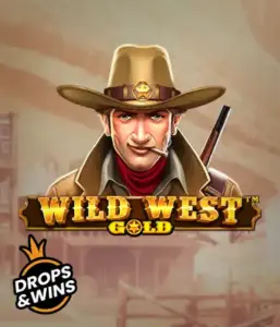  See the bold sheriff of "Wild West Gold," a thrilling slot game by Pragmatic Play. The graphic depicts a confident sheriff with a golden star badge, framed by a sun-baked Old West town backdrop. The game's title is boldly featured in a rustic font, accentuating the theme of adventure and law enforcement in the wild frontier. 